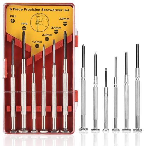 6 Pcs Mini Screwdriver Set, Precision Screwdriver Set, Small Screwdriver Set, Flathead & Phillips Screwdriver Set for Electronics Small Appliances Eyeglass Watch Repair Computer Screwdriver Set (6)
