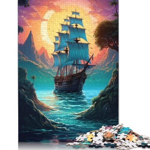 Puzzle 1000 Teile Segelschiff-Puzzle für Erwachsene Holzpuzzle Lernspiel Herausforderungsspielzeug Größe: 75x50cm