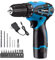 Cordless Drills,12V Power Impact Driver, Combi Drill Kit with Li-Ion Battery, Electric Screwdriver, 25+3 Torque, 10mm Collet, Double Speed, Led Light, with Pieces Accessory