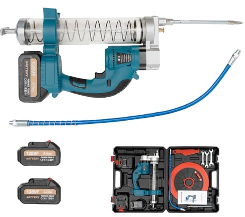 WDZCZDoo Pompe à graisse sans fil 6000 PSI - Pompe à graisse électrique avec 2 batteries et chargeur - Presses à graisser électriques pour véhicules automobiles, machines lourdes, navires