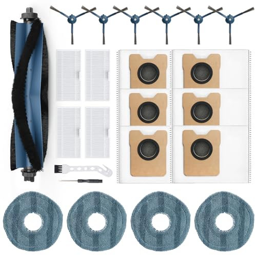 BUXEBUX 23 Stück Zubehör für Eufy C20 Omni Staubsauger Ersatzteile Zubehör, 1 Rollenbürste, 4 HEPA-Filter, 4 Wischpads, 6 Seitenbürsten, 6 Staubbeutel, 1 Schraubendreher, 1 Sauberes Werkzeug