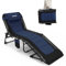 WKFAMOUT Übergroß Sonnenliege Klappbar Gartenliege 5 Verstellbarer Rückenlehne Outdoor Faltbar XXL Dreibeinliege Strandliege Campingbett bis 150KG mit Kissen Seitentasche 200x68CM Navy