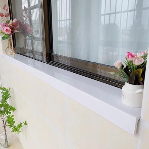 Weiße Fensterbankabdeckung aus Acryl für den Innen- und Außenbereich, dekorativer Plattenschutz zum Verbreiten von Fensterbänken, Abdeckleisten, Ersatz (99,8 x 19,8 cm)