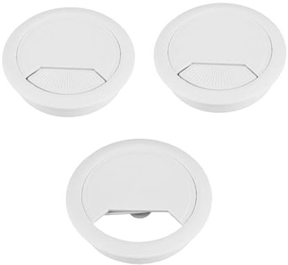 3 PCS Passe Cable Bureau 60 mm, Blanc Cache-Câble en Plastique pour Tables Passe-Câbles Ronds sans Fil, Cable-Cache pour Câble Rond, Passe Cables, Organiseur de Fil pour la Maison et Le Bureau