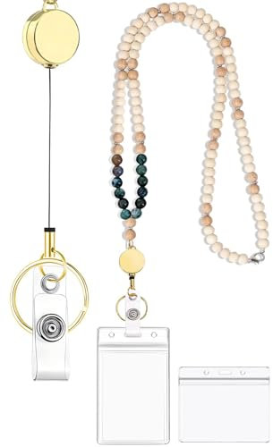 GIUSOBG 35cm Lanières Rétractables 45cm cordon tour de cou avec 2 Pièces Porte-cartes, Porte Badge Tour de Cou, Réglable Tour de Cou Badge Porte Badge pour Cartes D'transport (pierre tianhe)