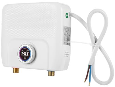 Elektrische Durchlauferhitzer,6500W 220V Tankless Warmwasser Set,Wasserdichtes Niveau IPX4,Für Küchen, Bäder, Restaurants(Weiß)