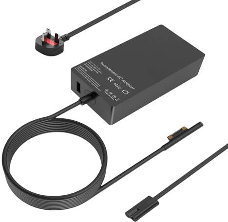 65W Surface Pro Laptop Charger for Microsoft Surface Pro 8/X/7/6/5/4/3 ,Surface Book 2/1, Surface Laptop 5/4/3/2/1 Studio,compatible 65W Microsoft Power Supply,USB Type A 2 Pin NA
