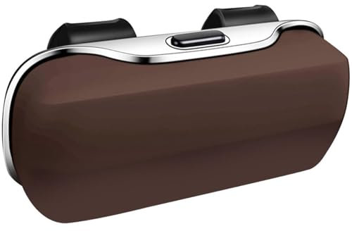 Fjquamitix Sunglasses Holder for Car Visor, Car Sunglasses Holder, Glasses Storage Protective Box, Eyewear Hard Shell Eyeglasses Organizer, Auto Glasses Case (Brown)