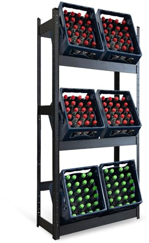 Floordirekt Getränkekistenregal für 6 Kisten - 200 x 80 x 30 cm - Getränkeregal, Kastenregal für Getränkekisten, Flaschenregal, Kastenständer - Regal für Getränkekästen (Osaka)