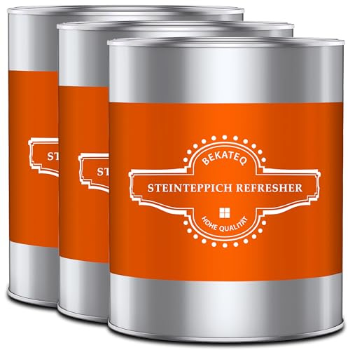 1K PU Steinteppich Auffrischung & Schutz Versiegelung 3x1l glänzend - kratzfest, flexibel, extrem hart, chemikalienfest, hohe Reichweite, intensive Farbvertiefung, kurze Aushärtung - BEKATEQ BK-615PU