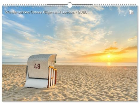 artboxONE Kalender 2026 Wunderschöne Ostsee Rügen und Usedom Wandkalender A2 2026 Reise/Strand und Meer