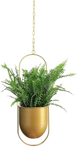 Nzoike Hängende Dekoration Topf Metall Hängekorb Decke Hängende Pflanzer für Zimmerpflanzen Sukkulenten Luftpflanzen Kaktus (Gold)