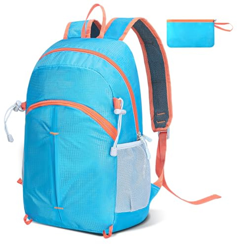 Romon Rucksack Faltbar 18L Hellblau Ultraleicht Wasserdicht Unisex Tagesrucksack für Den TäGlichen Sport Outdoor Wandern Reisen und Stadtausflüge