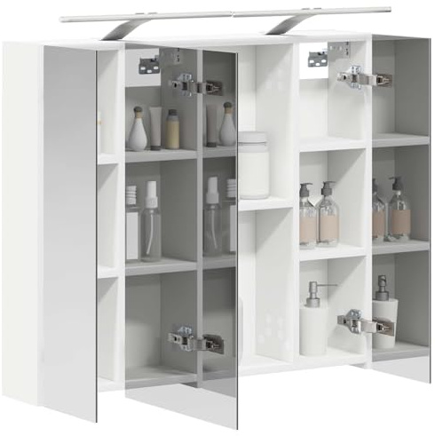 vidaXL Badezimmerspiegelschrank Weiß 80 x 14,5 x 70 cm Holzwerkstoff, Badezimmer Aufbewahrung, rechteckiger Schrank, modernes Design, platzsparender Wandspiegel, verstellbares Regal, Organizer