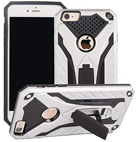 MILAN NICE Phone Case for iPhone 6/iPhone 6S Heavy Duty Protective Hard Cover Shockproof Certified with Drop Tested with Smartphone Kickstand (Silver)