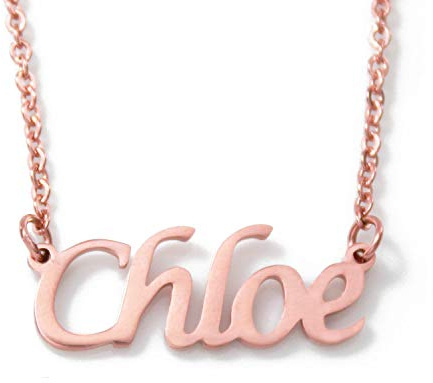 KL Kigu Chloe Rose Gold Name Necklace Personalised Women's Necklace with Name Fashion Jewellery Gift for Girlfriend Mother Sister