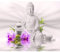 decomonkey - Papier Peint Intissé Bouddha Orient 250x175 cm - Décoration murale moderne – Tapisserie décorative pour chambre salon - Asie bouddha bouddhisme feng shui orchidées orienter zen