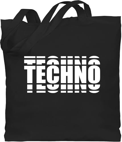 Baumwolltasche - House Music & Rave - Techno Festival Outfit Geschenk Musik Disco Party - Unisize - Schwarz - festivalzubehör konzert stoffbeutel festivaltasche festivals baumwolle festivalbeutel
