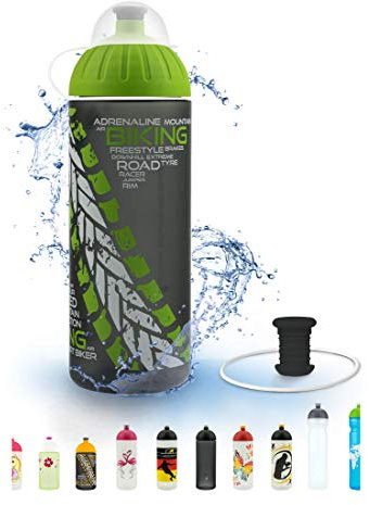 FreeWater Trinkflasche, 700ml, Biker anthrazit/grün: schadstofffrei, spülmaschinengeeignet, auslaufsicher, langlebig
