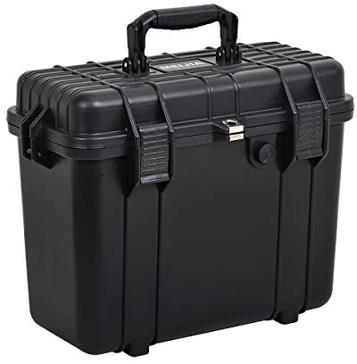 MEIJIA Portable Waterproof Protective Case,Hard Camera Case with Customizable Fit Foam Included, Dry Case,Elegant Black,Fit for Drones,Camera,Lens,16.26x8.66x13.39inches