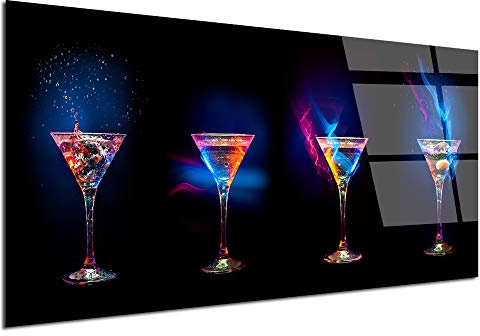 Tableau verre acrylique design, tableau plexi, décoration murale, photo sur verre acryliques, Tableau déco cuisine moderne Les Verres à Cocktail, 100x50 cm