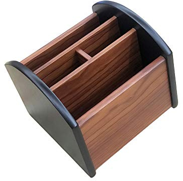 Drehbare Fernbedienung Halter Caddy Organizer Holz Stifthalter für Schreibtisch Organizer Büro und Zuhause Lagerung Organisation HeBen7002
