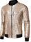 Lars Amadeus Herren Varsity Jacke Halloween Party Disco Glänzende Glitzer Pailletten Bomberjacke Rosa Gold M