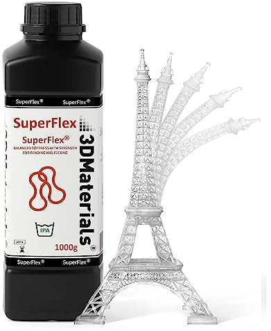 SuperFlex 3D-Druckerharz, Weichheit 80 A, Simuliert flexiblen gummi, hergestellt in Korea von 3DMaterials (1000g, Transparent)