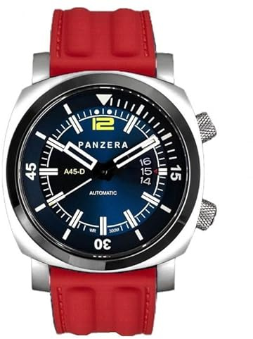 Panzera Aquamarine Pro Diver Infinity Blue Sunset Automatik Stahl Orange Datum Silikon Saphir Uhr Herren