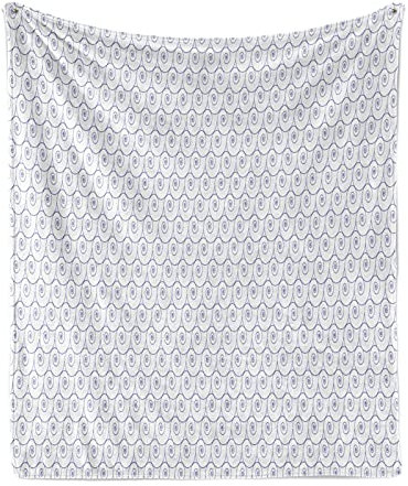 ABAKUHAUS Nautisch Weiche Kuscheldecke Sofadecke, Nautilus Shell wie Wellen, Gemütlicher Plüsch für den Innen- und Außenbereich, 125 x 175 cm, Weiß und Dunkelblau Ceil