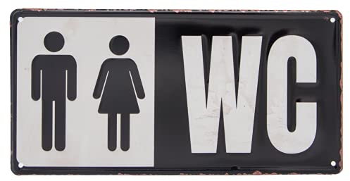 WC Blechschild, geprägtes Toiletten Deko Hinweis Schild, Türschild, Wand Dekoration, 30 x 15 cm
