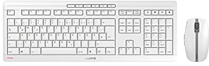 CHERRY STREAM DESKTOP RECHARGE, Wireless Desktop Set, UK Layout (QWERTY), 2.4 GHz RF, Quiet Keystrokes, Rechargeable, White-Grey