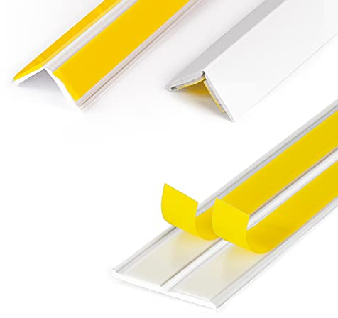 DQ-PP Barra angolare | 50 m di lunghezza | 25 x 25 mm | spessore 1,5 mm | bianco | angolo di piegatura per finestre | listello angolare autoadesivo