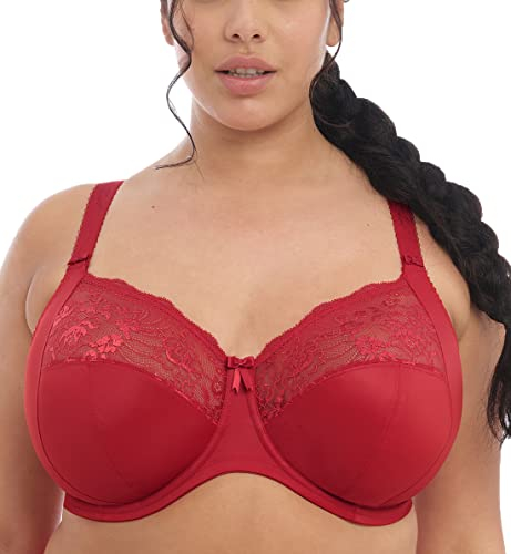 Elomi Women's Morgan Underwire Banded Stretch Lace Full Coverage Bra, Red, 38 GG UK