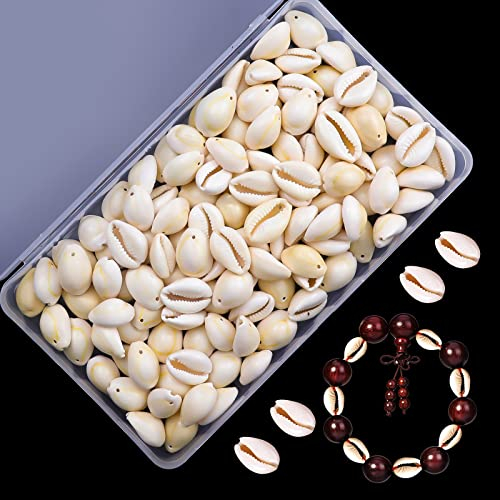 GZLFH 120 Stk 17 Bis 21mm Kauri Muscheln, Natürlichen Muschel Perlen mit Loch für Diy Schmuck Machen Oder Deco Handwerk(Boxed)
