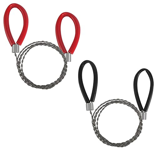 Sega a Filo in Acciaio Inox, 2 PCS 80 CM Filo D'acciaio Sega Scorrimento Sega Corda Tascabile a Catena, Sega a Filo di Emergenza Filo di Acciaio Sega a Scorrimento Sega Corda