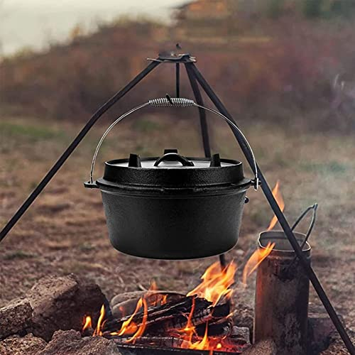 Cast Iron Dutch Oven, Multifunction Cook Evenly Dutch Oven with Thermometer Notch for Camping Cooking Dutch Oven Camping with Lid Nonstick Dutch Oven (25CM)