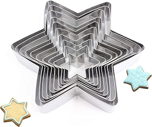 Plätzchen Ausstecher Mini, Kleine Keksausstecher aus Edelstahl, Ausstechformen aus Edelstahl, Plätzchenausstecher Edelstahl Weihnachten, für Plätzchen, Kekse und Fondant Backen (sechszackiger Stern)