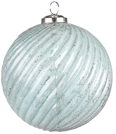 Clayre & Eef Weihnachtsbaum deko Ø 15 cm Türkis Glas Metall Weihnachtsdeko Weihnachtsdeko