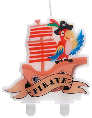 1 x Piratenkerze, mehrfarbig, 7,5 x 7,5 cm