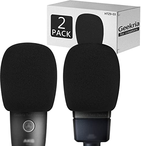 Geekria Creators Parabrezza in schiuma compatibile con AKG P120, P220, P420, P820, C3000, C414 XLS, C414 XLII Microfono Antipop Copertura antivento per microfono, Filtro in spugna (confezione da 2)