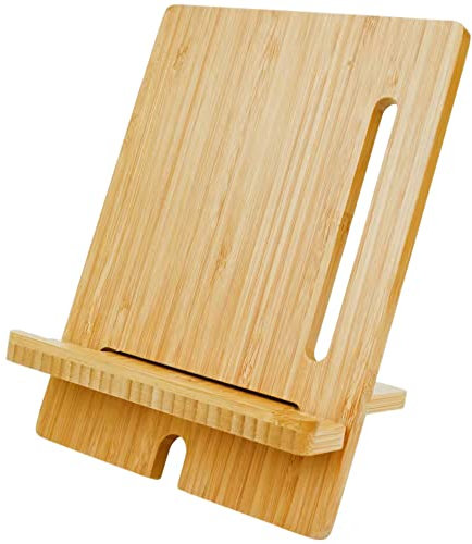 Support de Tablette ou de Téléphone en Bois à Poser avec Passage de Cables 12 Pouces Maximum. Idéal, Bureau ou Maison.