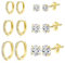 Orecchini donna a Cerchio Huggie In Oro Per Donna Placcati In 14k Set Orecchini a Cerchio e a Borchia Ipoallergenici Con Piccole CZ a Cartilagine, Orecchini punto luce Set 6 paia