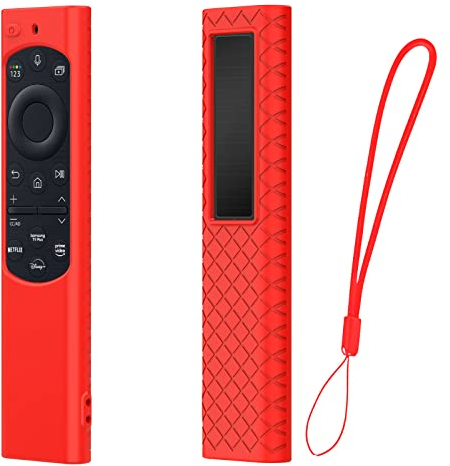 zoerbufan Étui de Protection pour Telecommande Solaire Série BN59, Coque Housse de Silicone pour Smart TV QLED 2021 Solar Remote avec Corde Anti-Perte (Rouge)