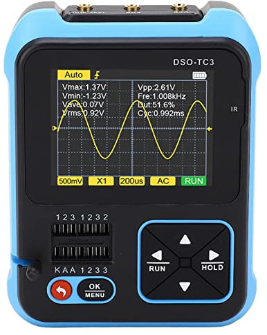 Oscilloscope Numérique Dso Oscilloskop 500khz,Dso TC3 TC3 Oscilloscope de Stockage Portable 3 en 1 Testeur de Transistor Table LCR pour Test de capacité et de Résistance (Configuration élevée)