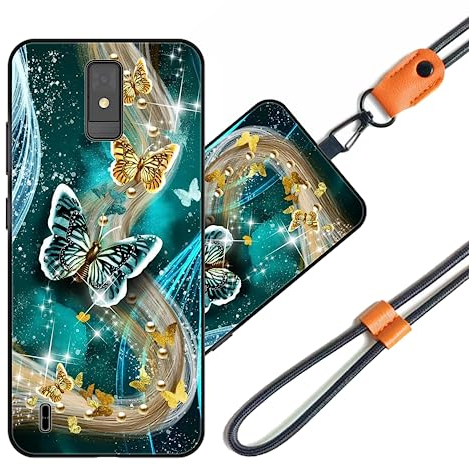 JEZSTHAI Handyhülle Kompatibel mit ZTE Blade A32 Hülle Silikon Dünn mit Muster Design,Weiche Flexibel Stoßfeste Schutzhülle mit Handykette & Handykordel zum Umhängen,Nr.A04