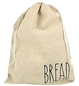 Reusable Linen Bread Storage Bag with Plastic Lining : Fresh Baked/Homemade Bread (Loaf - 45x35cm)