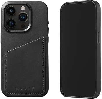 Mujjo Lederhülle Wallet iPhone 15 Pro schwarz