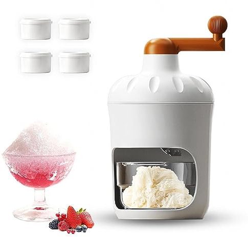 Picador De Hielo Manual, 4 Moldes De Cubitos De Hielo, Maquina Gelo Hoja Engrosada,Ahorrar Esfuerzo, MáQuina De Conos De Nieve, Ideal para Cocina,Bar,Viajes A La Playa