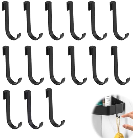 SPRHR 15 Stück Hhaken für Duschwand, Abnehmbare Aluminiumlegierung Haken Dusche, Handtuchhalter Dusche Einhängen für Badezimmer, Küche, Wohnzimmer, Schlafzimmer